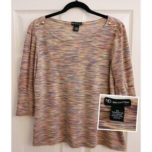 New Directions Petite Knit Top – PL – Multicolor 3/4 Sleeve Scoop Neck